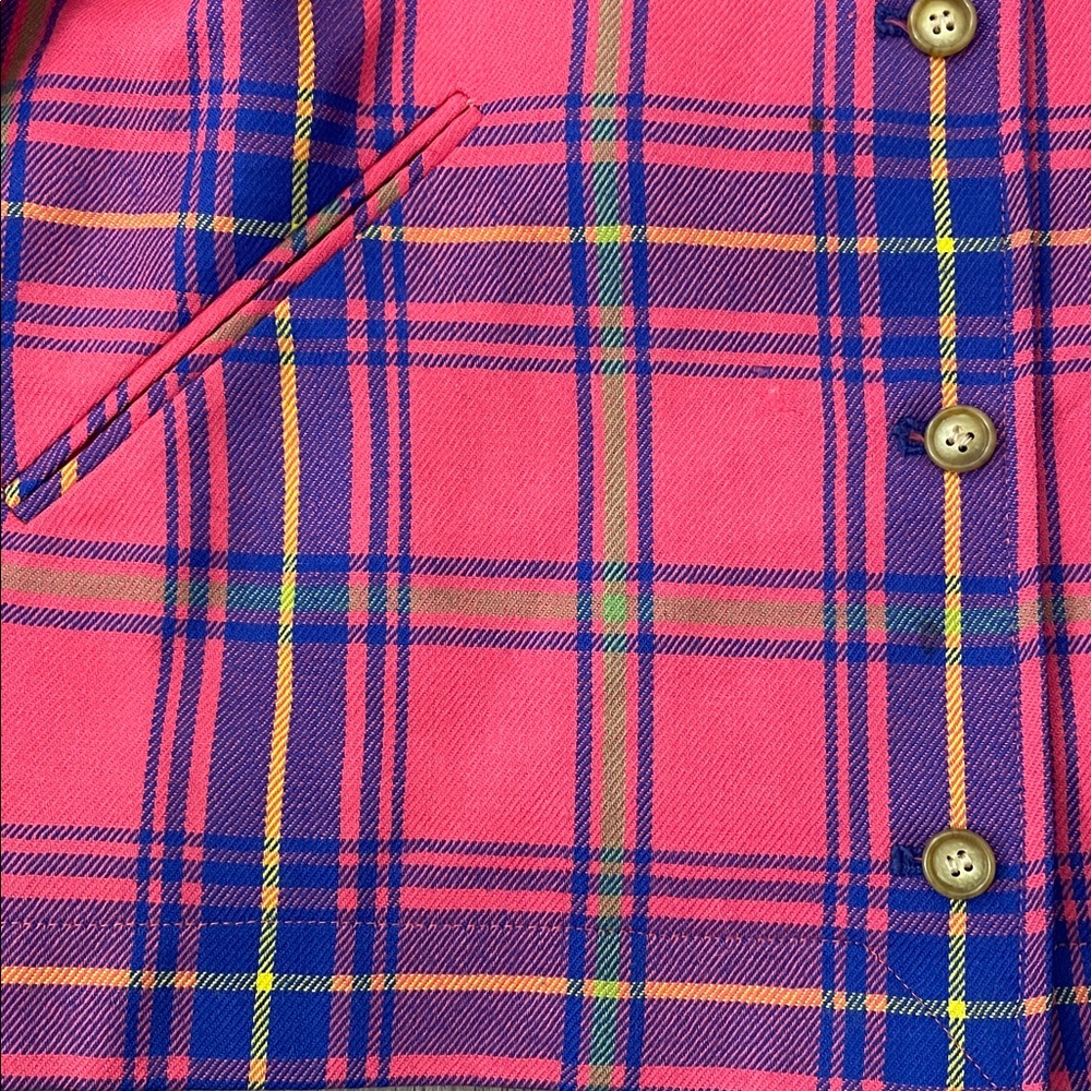 Isaac Mizrahi 90s Vintage Clueless Pink Plaid Wool Jacket Womens Size Medium Y2K - Picture 8 of 13